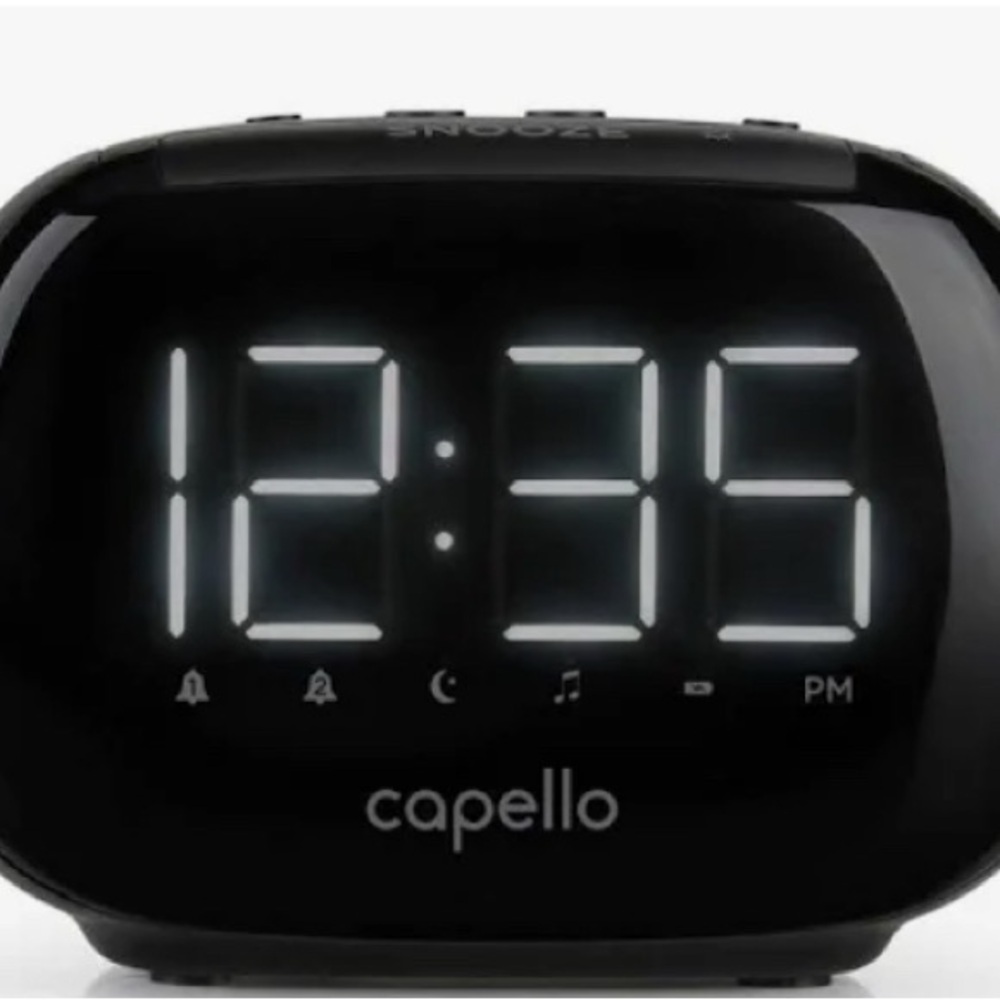 Capello Sleep & Charge Alarm Clock Dual USB Phone Charger AM/FM Radio CR22 - NEW